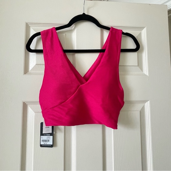 Nanni Swimwear Textured Berry Switch V Crop Swimsuit Top Berry Pink Color Size M - Picture 3 of 10